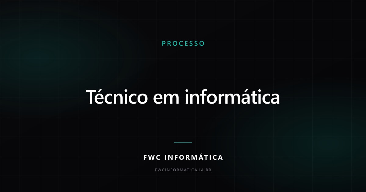 Arte de capa do artigo sobre o que faz um técnico em informática, nas cores da FWC Informática